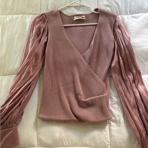Anthropologie Mauve Ribbed Knit Top